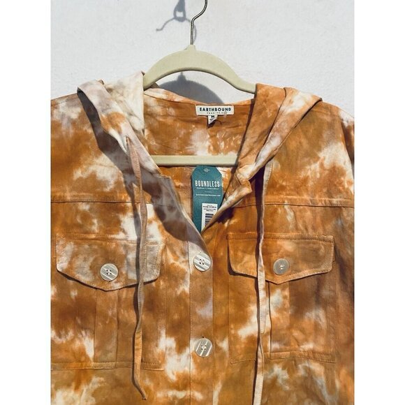Earthbound Jacket Womens Medium Orange Tie Dye Enlightenment Utility Yoga Hippie - Picture 3 of 7